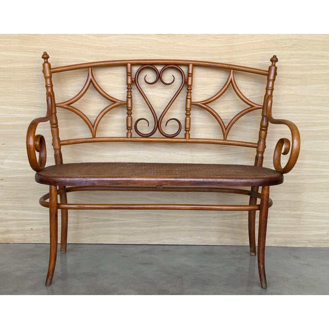20th Century Bentwood Sofa in the Thonet Style, circa 1925, Caned Seat For Sale - Image 16 of 18
