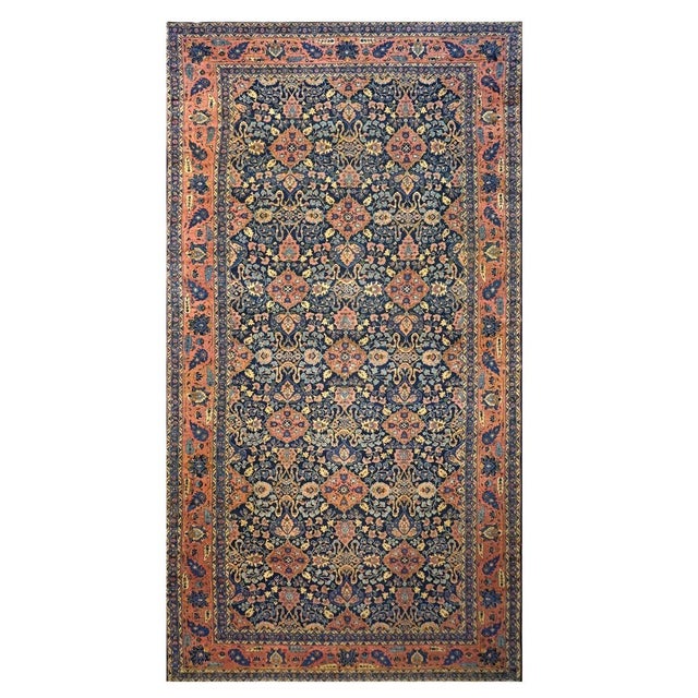 Antique Persian Lilihan Wool 11x20 Red, Black, Ivory & Blue Handmade Area Rug #9902643 For Sale