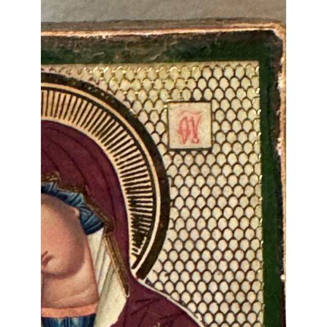 Miniature Hand-Painted Orthodox Icon – Virgin and Child For Sale - Image 9 of 11