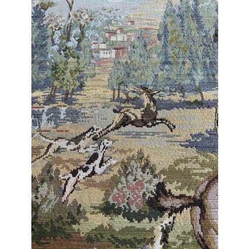 Textile Vintage French Jacquard Tapestry with Hunters and Hounds in the style of Aubusson, 1970s For Sale - Image 7 of 18
