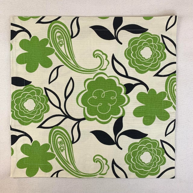 Premier Prints MM Designs Cream Black & Green Botanical Floral Leaf Leaves Paisley Pillow Covers- a Pair For Sale - Image 4 of 5