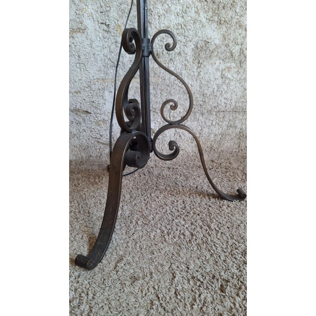Metal 20th Century Classical Wrought Iron Tripod Floor Lamp, 1890s For Sale - Image 7 of 8