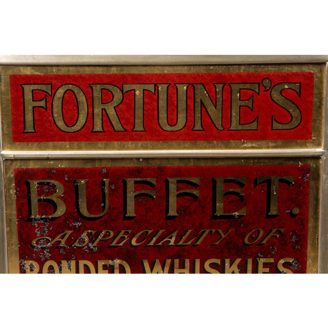 Victorian Early 20th Century Pre-Prohibition Fortune's Buffet R O G Mirror Sign For Sale - Image 3 of 12