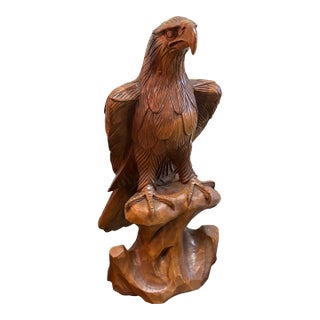 Late 20th Century Hand Carved American Eagle Statue For Sale