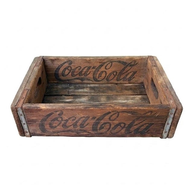Red Vintage Coca-Cola Bottling Company Los Angeles Wood Crate With Glass Bottles & Carriers For Sale - Image 8 of 10