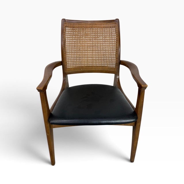Mid-Century Modern Cane Back Walnut Dining Chairs - Set of 6 For Sale - Image 4 of 9