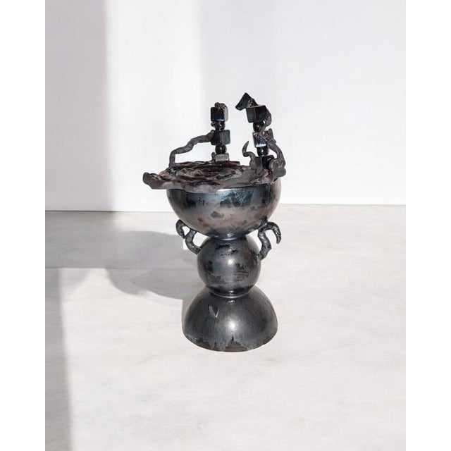 The Throne Sculpture in Glazed Ceramic & Black Epoxy by Lucile Rebeirot Dimensions: D 35 x W 35 x H 52 cm. Materials:...
