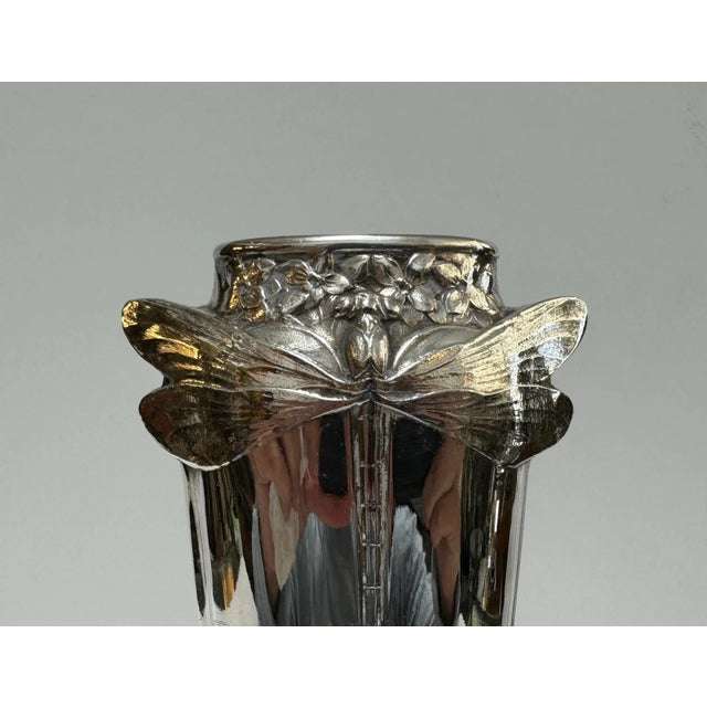 Christofle Vintage Christofle Art Nouveau Silverplate Dragonfly Vase For Sale - Image 4 of 5
