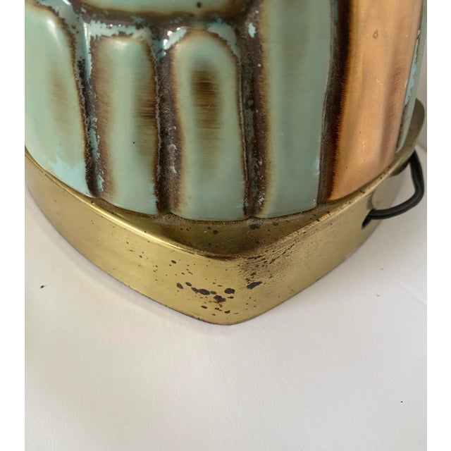 Mid Century Modern Sculptural Mosaic Turquoise & Gold Table Lamp For Sale - Image 11 of 13