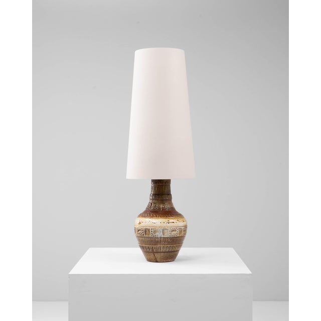 20th Century German Ceramic Table Lamp With Etched Detailing For Sale - Image 17 of 18