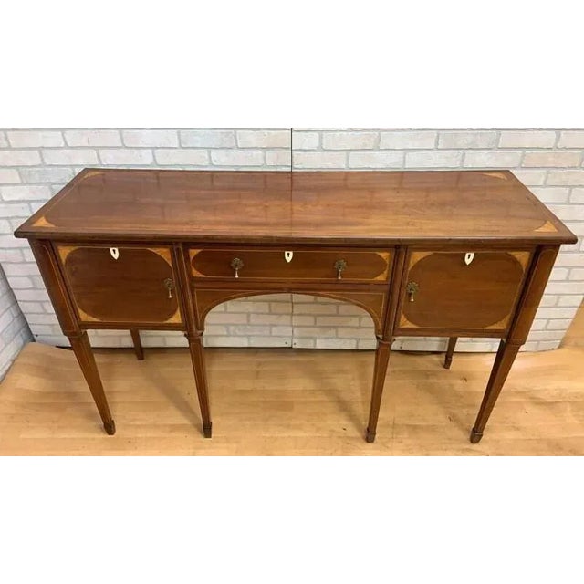 Antique Federal Style Mahogany Inlaid Spade Foot Sideboard For Sale In Chicago - Image 6 of 8