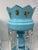 Late 19th Century Late 19th Century Victorian Blue Opaline Glass Mantle Lusters With Cut Prisms, Pair, 14” For Sale - Image 5 of 10