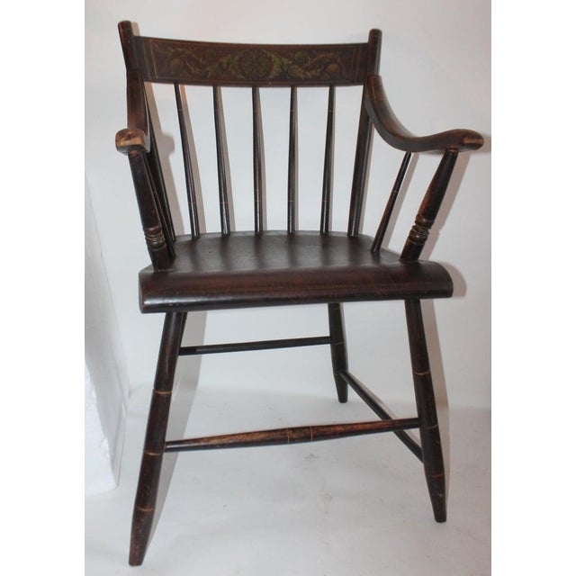 Early Original Paint Decorated 19th Century Hitchcock Armchair For Sale In Los Angeles - Image 6 of 9