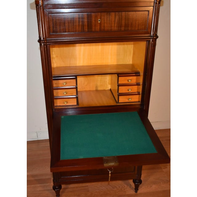 1900s Antique French Louis XV Dark Mahogany Secretary Desk Chest of Drawers For Sale - Image 12 of 13