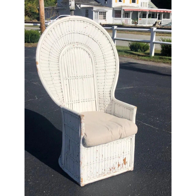 White Split Reed Bamboo Peacock chair. Some call it an Emmanuel chair. Perfect statement piece for porch or anywhere. Boho...