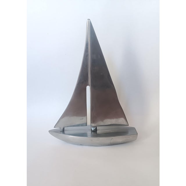 Vintage French Aluminium Sailboat Figurine, 1970s For Sale - Image 4 of 8