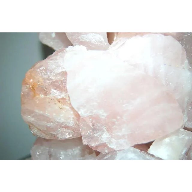 Metal Brazilian Pink Quartz Table Lamp Sculptures by Swank Lighting For Sale - Image 7 of 12