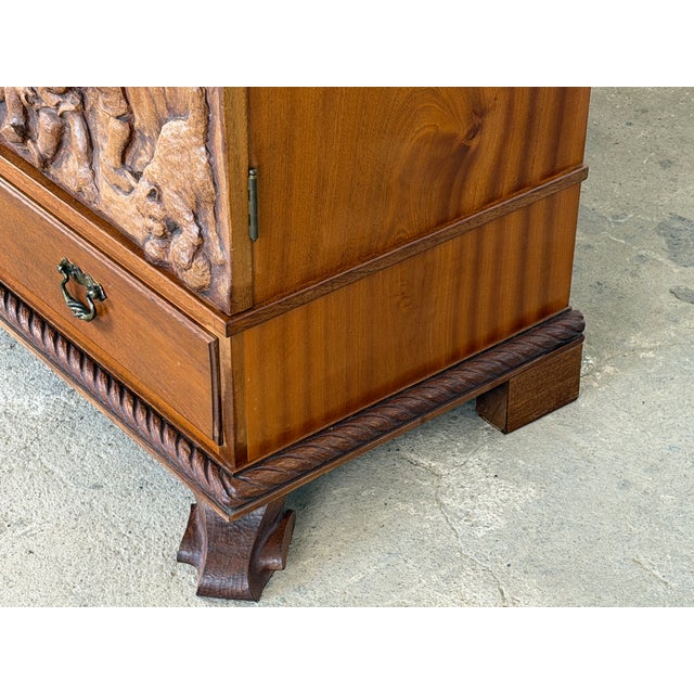 Hand-Carved Oak Storybook Cabinet by Emil Hansen, Denmark C 1950 For Sale - Image 6 of 18