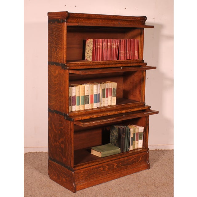 Waterfall Bookcase in Oak from Globe Wernicke For Sale - Image 6 of 11