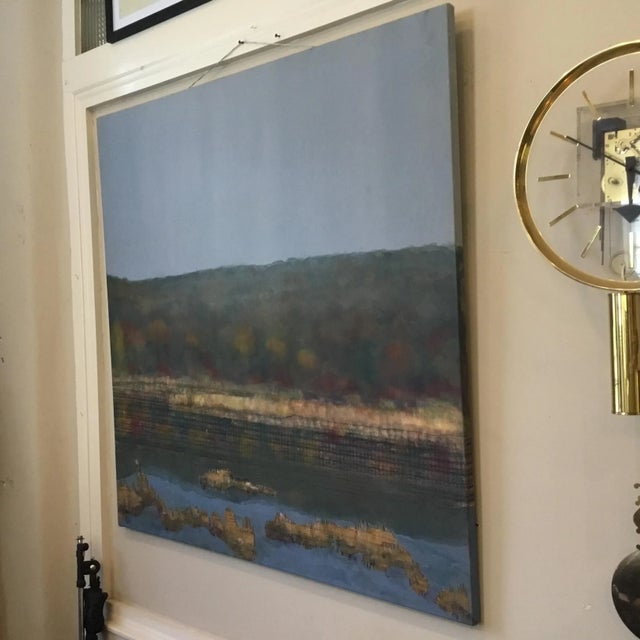 “combines Autumn Wetlands” Oil and Collage on Canvas Mounted on Board . For Sale - Image 4 of 12