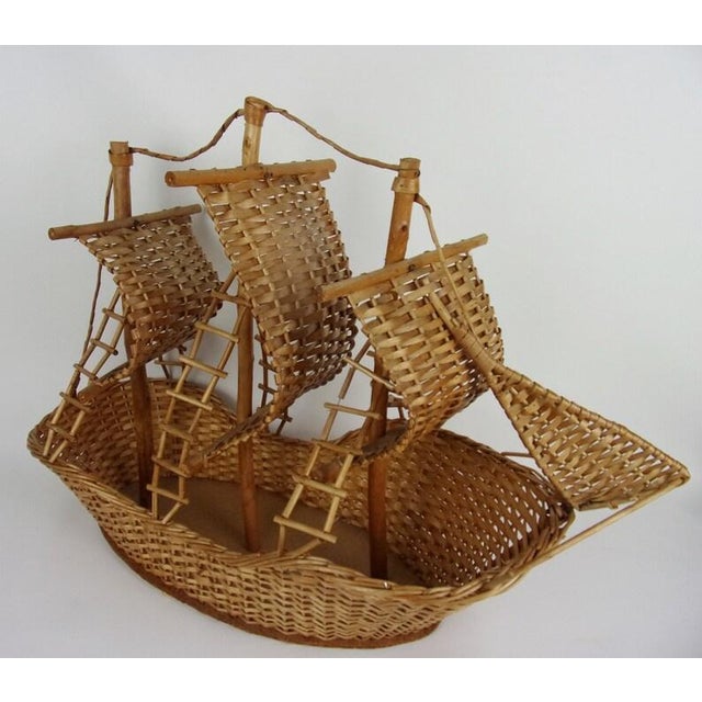Vintage Wicker Model of a Ship Boat Sailing Vessel Chairish