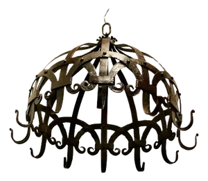 Large Strapwork Blacksmith Made Iron Pot Hanger