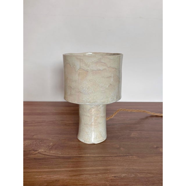 Ceramic Table Lamp Contemporary Handmade Dusty White Table Lamp For Sale - Image 4 of 7