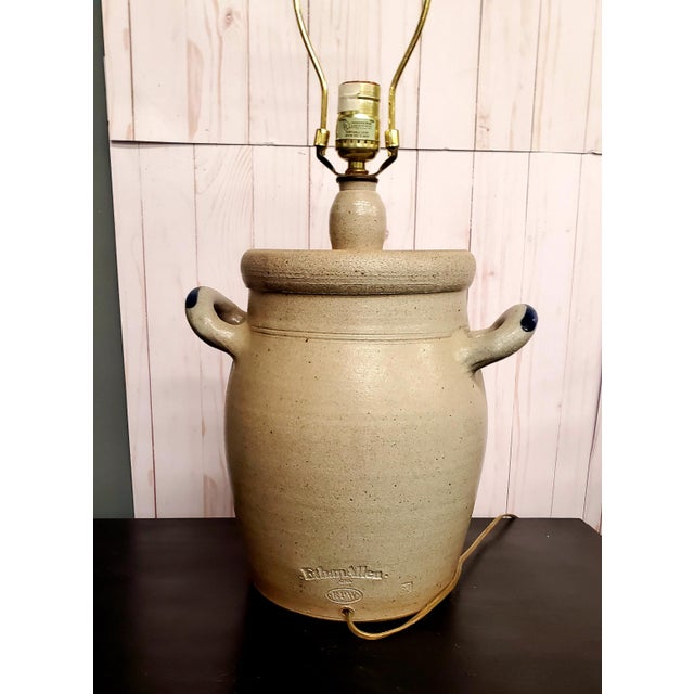 1980s Vintage Stoneware Crock Salt Glaze Lamp With Blue Bird Chairish