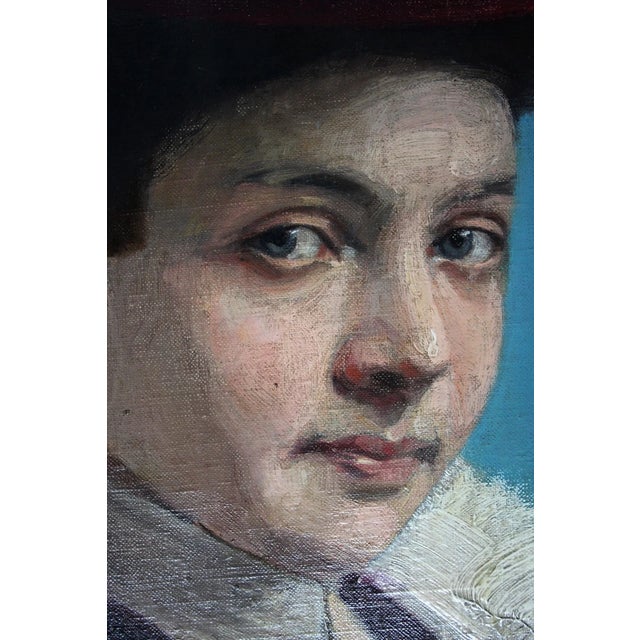 Portrait of Lady with Hat, 1800s, Oil Painting, Framed For Sale - Image 12 of 18