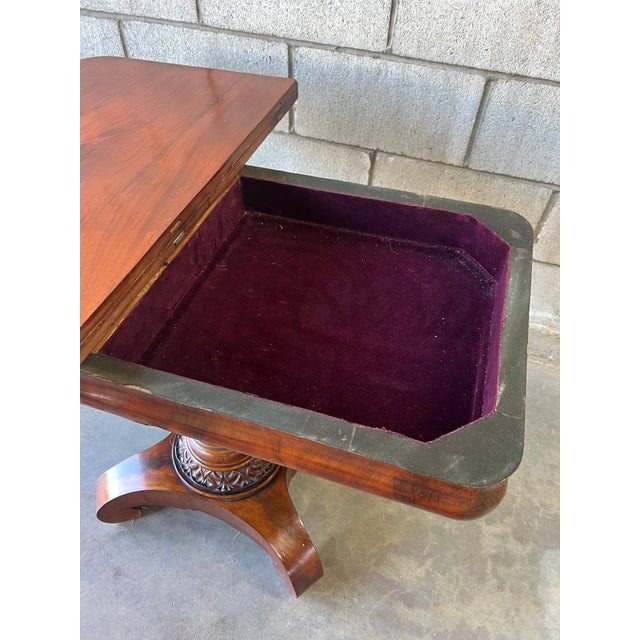 Mid 19th Century 19th Century American Empire Figured Mahogany Folding Console Table / Game Table For Sale - Image 5 of 12