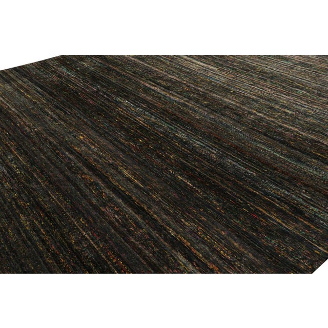 Contemporary Rug & Kilim’s Oversized Textural Rug in Black With Bold Polychromatic Striae For Sale - Image 3 of 8