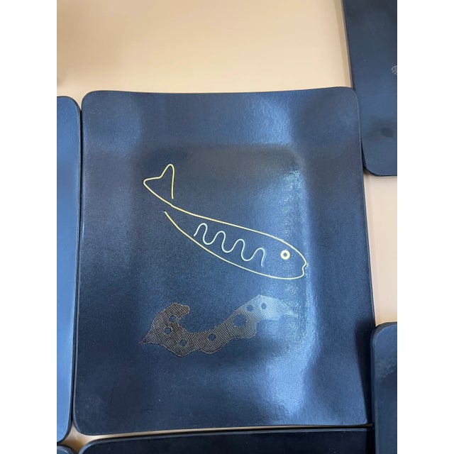 Ebony Couroc Sushi/Appetizer Dishes/Trays - Set- 16 Pieces For Sale - Image 8 of 13