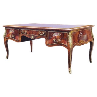 French Style Desk, Inlaid Kingswood with Brass Decoration, Very Impressive. For Sale