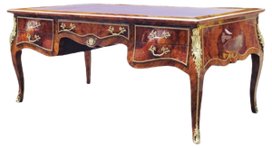 French Style Desk, Inlaid Kingswood with Brass Decoration, Very Impressive.