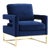 Avery Navy Velvet Chair with Gold Frame For Sale
