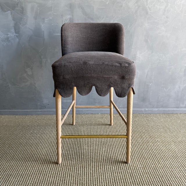 Kate Slip Covered Counter Stool -Cafe Noir For Sale - Image 4 of 8