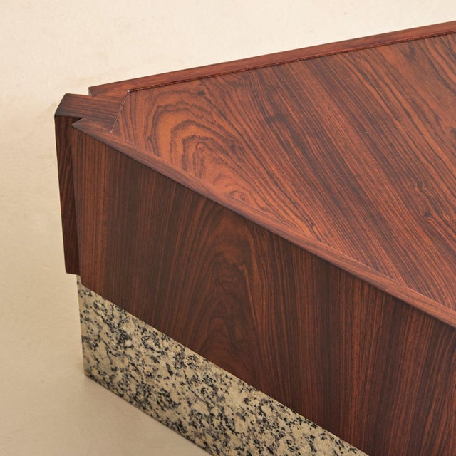 French Rosewood + Granite Triangular Coffee Table, 1940s For Sale - Image 9 of 11