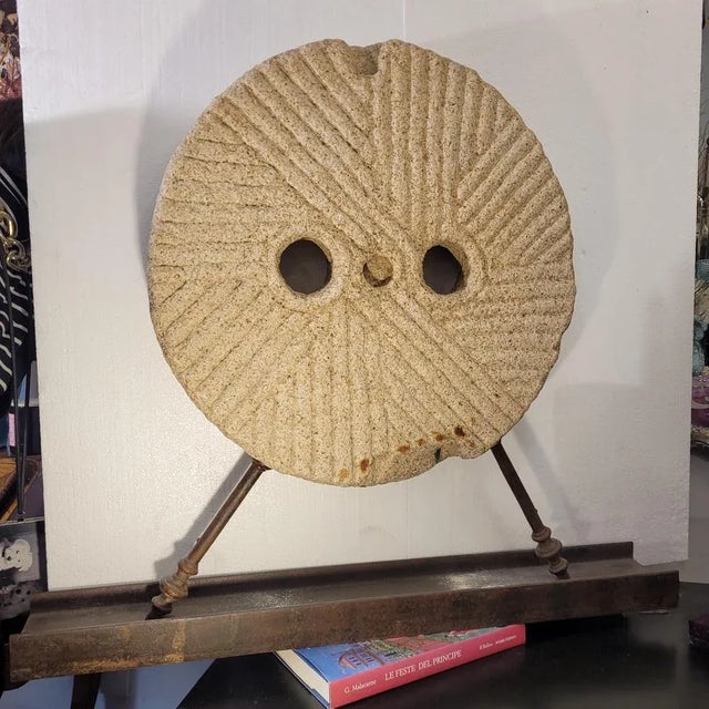 Antique Castilian Millstone in Granite and Iron Sculpture, 1800s For Sale - Image 4 of 18