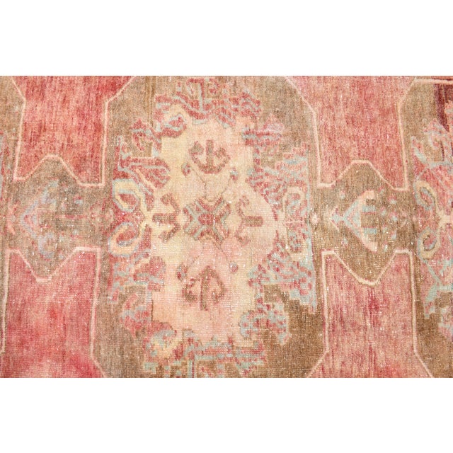 Brick Red 1970s Vintage Handmade Wool Cotton Pink Area Rug For Sale - Image 8 of 11
