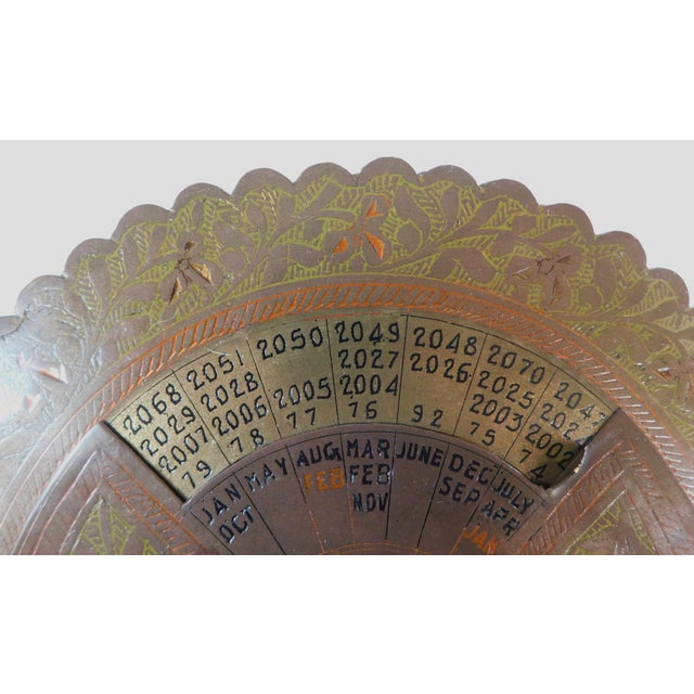 Vintage Mid-Century Brass 100 Year Astrological Zodiac Calendar For Sale - Image 4 of 9