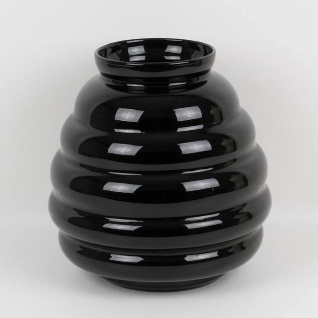 Belgium Oversized Black Glass Vase, 1950s For Sale - Image 4 of 11