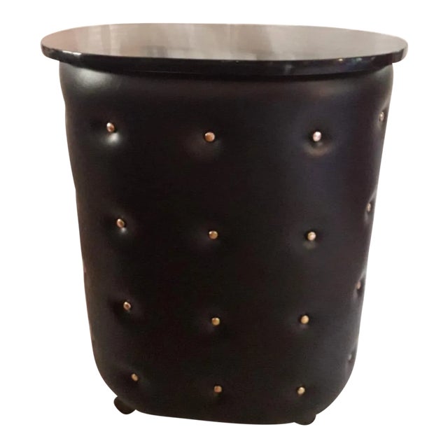 Jacques Adnet Faux Leather Dry Bar, France Mid 20th Century For Sale