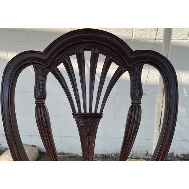 Traditional Early 20th Century Dining Chairs Federal Revival Carved Mahogany Shield-Back - Set of 4 For Sale - Image 3 of 12