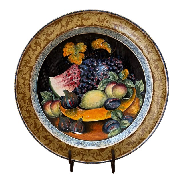 Mid 20th Century Large 24" Rare Signed Maiolica Platter Il Poliziano Arts & Crafts Enrico Pratesi For Sale