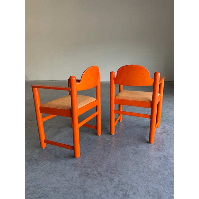 Cassina Pair of Vintage Orange Hank Lowenstein Padova Armchairs For Sale - Image 4 of 12