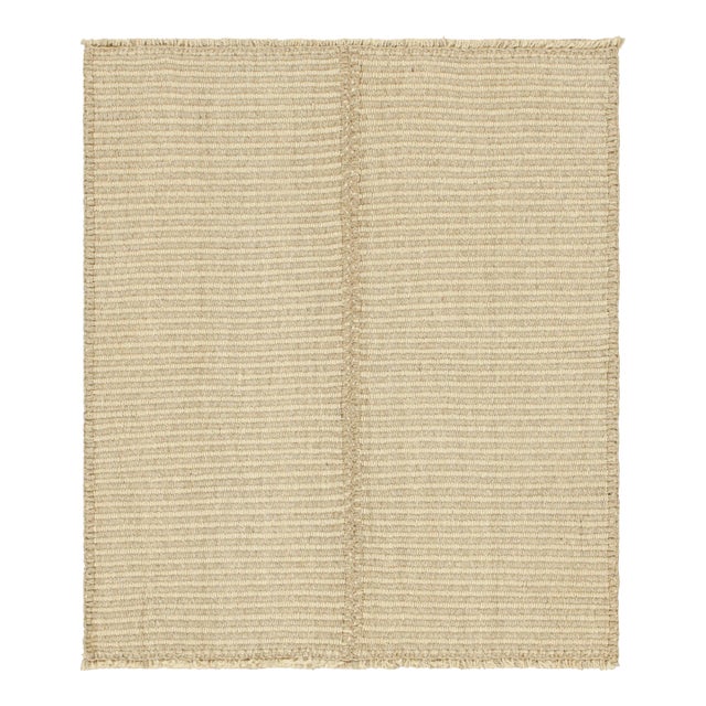 Rug & Kilim’s Contemporary Kilim in Beige-Brown Textural Stripes For Sale