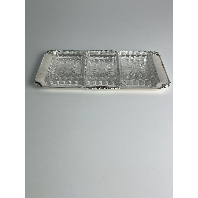 800 silver and glass appetizer, Made in Italy, 1980s Very elegant object that will embellish your table. Equipped with...