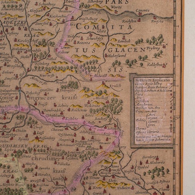 Antique Map of Bohemia, Dutch, Framed Cartography, Johannes Janssonius, c.1630 For Sale - Image 10 of 11