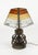 Midcentury amazing big table lamp in wrought iron and multi-color hammered glass produced attributed to Longobard the...