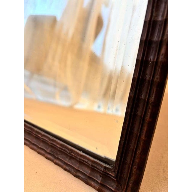 Vintage Wooden Mirror with Facet Glass, 1950s For Sale - Image 6 of 11